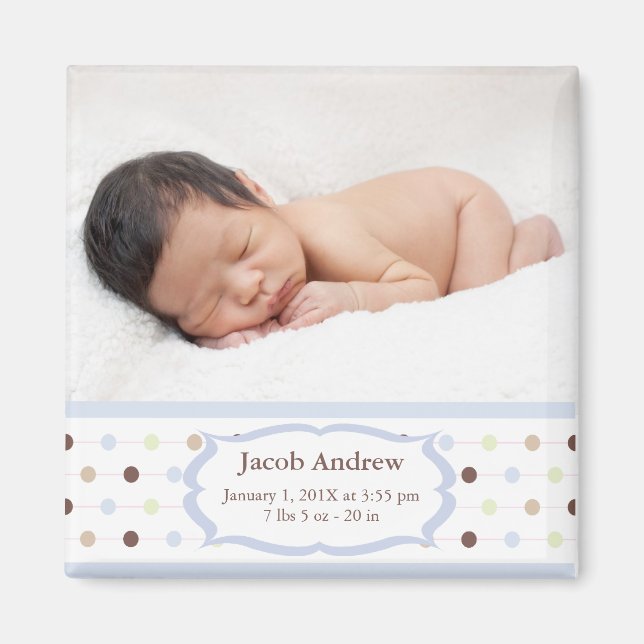 Aimant Faire-part de naissance photo - Baby Boy (Devant)