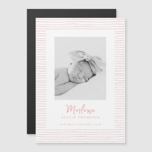 Aimant Faire-part de naissance rose classique
