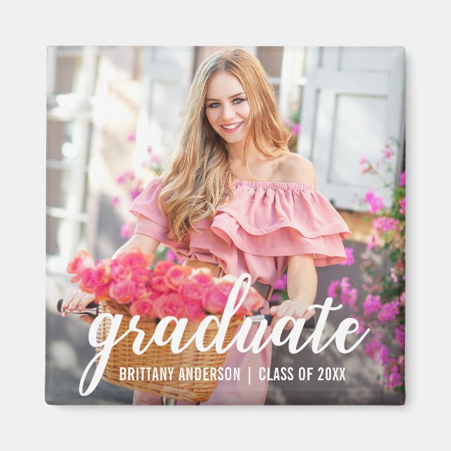 Aimant Faire-part photo moderne de graduation (Devant)
