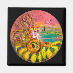 Aimant FAIRY OF THE SUNFLOWERS jaune rose noir