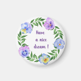 Aimant Fais de bons rêves ! Fleurs d'aquarelle romantique