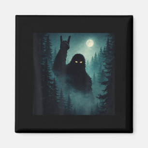 Aimant Fais du rock Bigfoot Sasquatch Cryptide Nuit Forêt