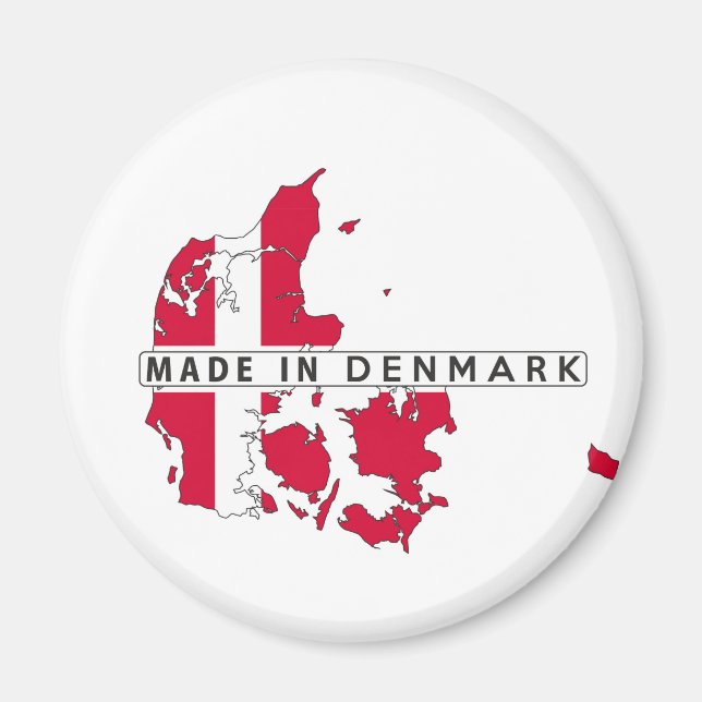 Aimant fait en danemark pays plan forme drapeau étiquette (Devant)