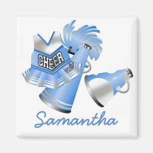 Aimant fait sur commande bleu de pom-pom girl