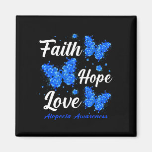 Aimant Faith Hope Love Alopecia Awareness Papillon