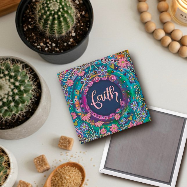 Aimant Faith Plutôt Amusant Bleu Floral Inspirivité (Créateur téléchargé)