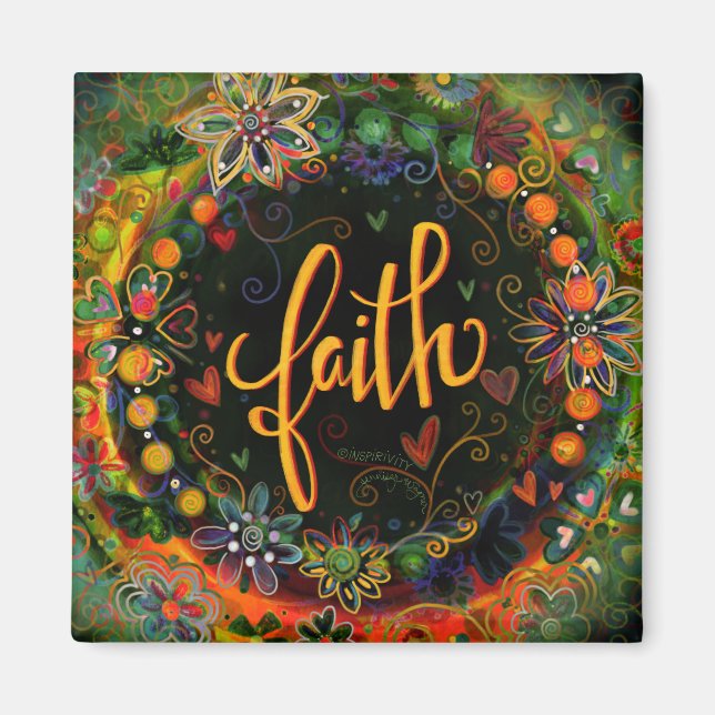 Aimant Faith Plutôt Amusant Floral Moderne Inspirivité (Devant)