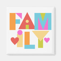 Aimant FAMILIAL - Lettres de blocs de couleur - Co