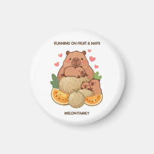 Aimant Famille de Capybara Melon – Autocollant Fruit & Si