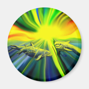 Aimant Famille de dauphins sous le soleil