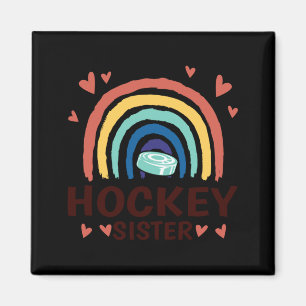 Aimant Famille de hockey sur glace arc-en-ciel Sœur de ho