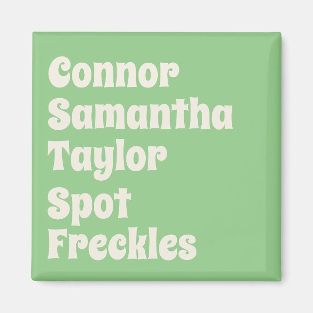 Aimant Famille de menthe et nom d'animal de compagnie rét (Devant)