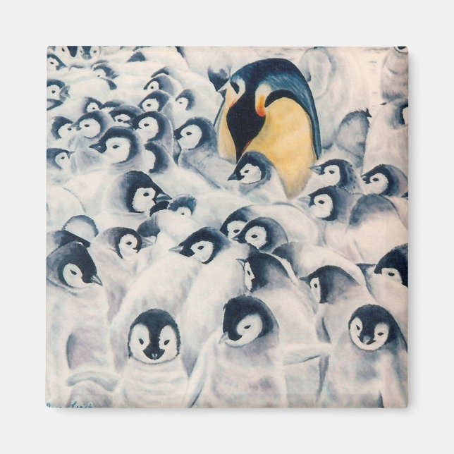 Aimant 'Famille de pingouins' (Devant)