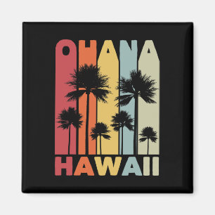 Aimant Famille Ohana Hawaïen Rétro Hawaï Tropical Été