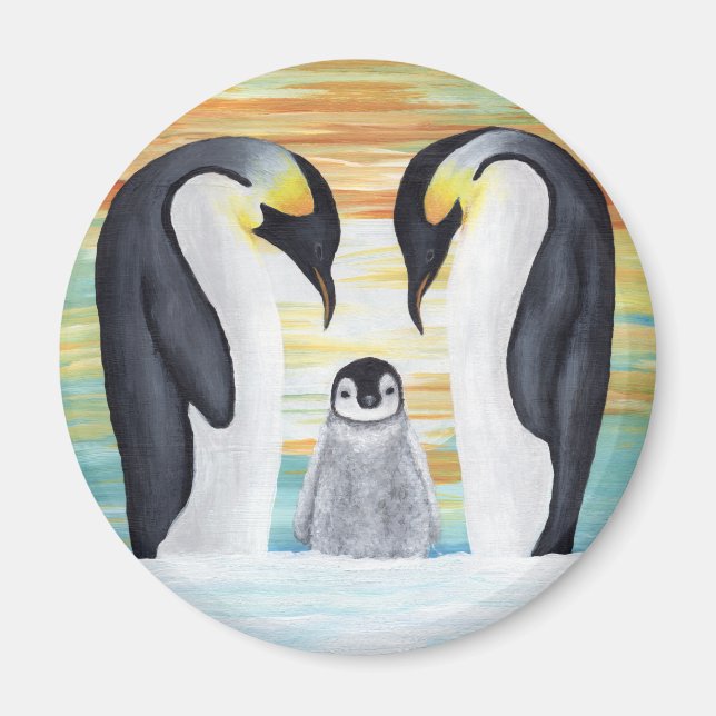 Aimant Famille Penguin avec bébé Penguin (Devant)