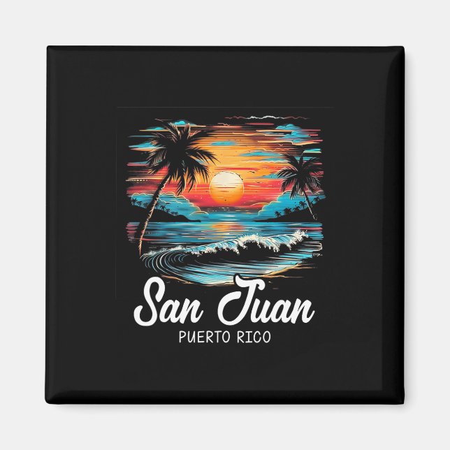 Aimant Famille Vacances Retro Sunset Porto Rico San Juan (Devant)
