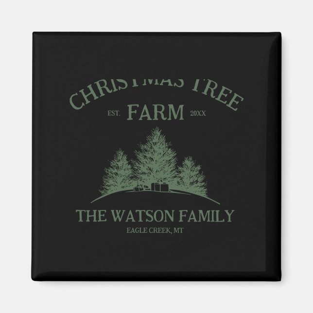Aimant Family Name Christmas Tree Farm Retro  (Devant)