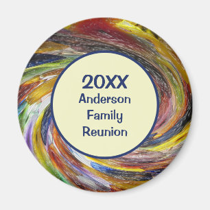 Aimant Family Reunion Vivid Tie Dye Swirl Événement Abstr