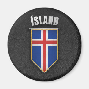 Aimant Fanion de l'Islande avec simili cuir de haute