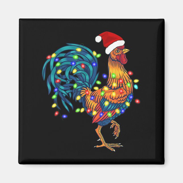 Aimant Fantaisie de poulet rôti feux de Noël Pyjama Farm (Devant)
