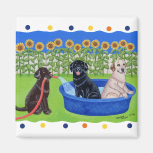 Aimant Fantastique Pool Party Labradors