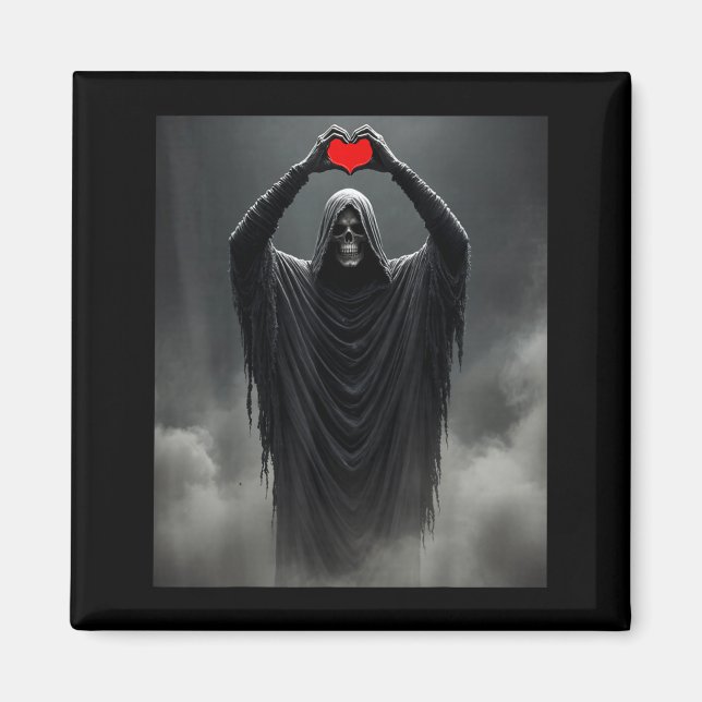 Aimant Fantôme rouge cœur mains visage effrayant hallowee (Devant)