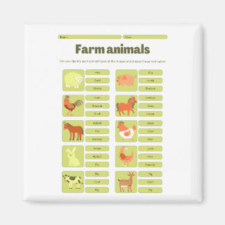 Aimant Farm Animals Identification Educational Worksheet
