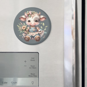 Aimant Farmcore Kawaii Calf en Vintage robe florale