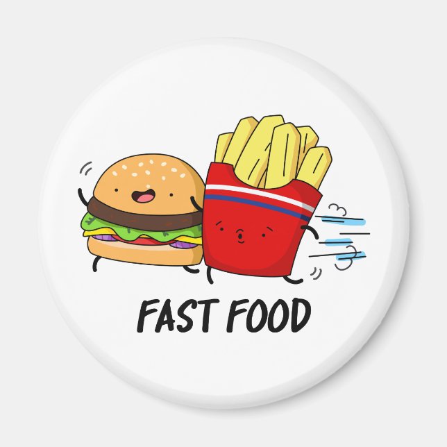 Aimant Fast Food Burger Drôle Et Fries Pun (Devant)