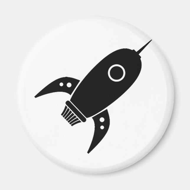 Aimant Fat Retro Rocket Ship Noir (Devant)