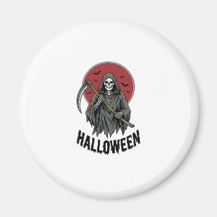 Aimant Faucheuse Halloween Gravure Vintage Art_1