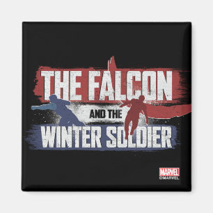 Aimant Faucon et soldat d'hiver Graphisme rouge et bleu