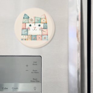 Aimant Fausse Tête de Chat de Cottage Pastel Patchwork