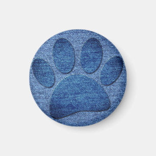 Aimant Faux Denim Jeans Empreinte de patte de chien