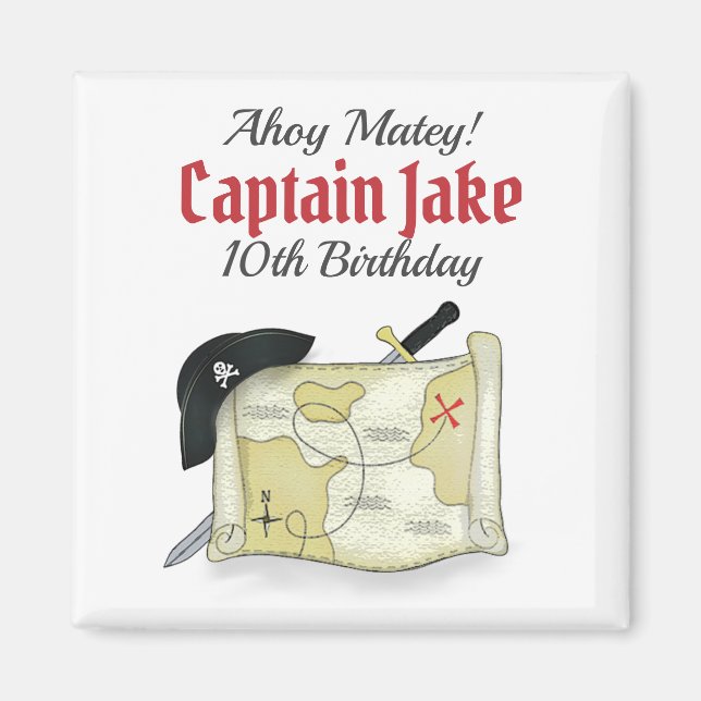 Aimant Faveur de fête Carte au trésor Pirates d'anniversa (Devant)