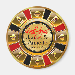 Aimant Faveur rouge de puce de casino de noir d'or de Las