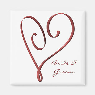 Aimant Faveur rouge stylisée de mariage de coeur de