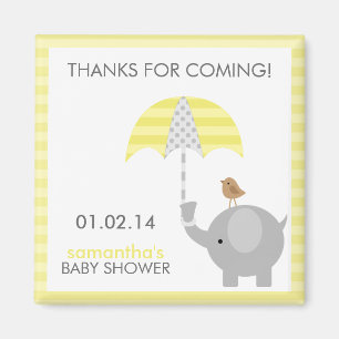 Aimant Favoriser le Baby shower des éléphants gris et jau