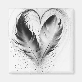 Aimant Feather Heart - Noir & Blanc