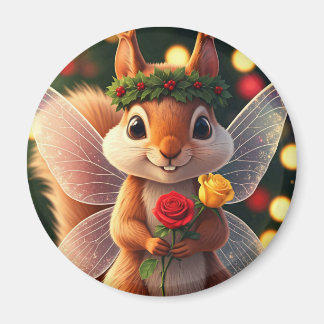 Aimant Fée Écureuil de Noël