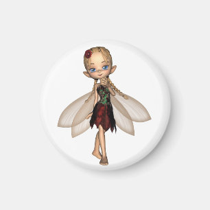 Aimant Fée mignonne de Toon dans la robe verte et rouge