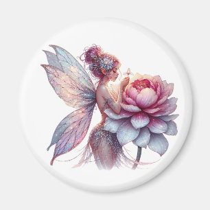 Aimant Fée tenant une fleur surdimensionnée