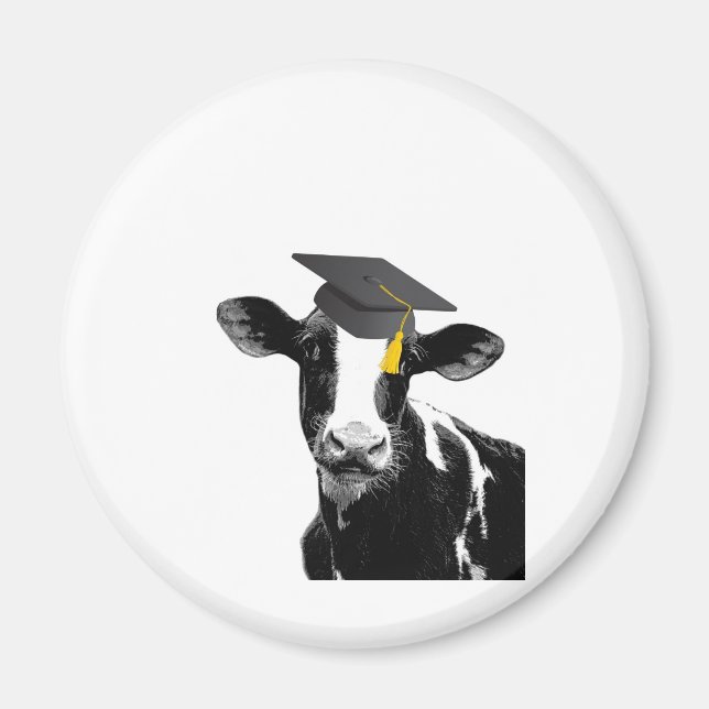 Aimant Félicitations Graduation Funny Cow en Casquette (Devant)