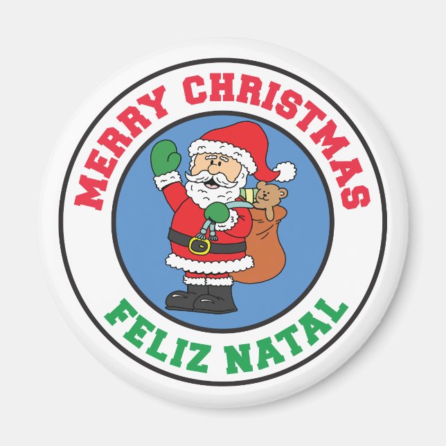 Aimant Feliz Natal Joyeux Noël Père Noël (Devant)
