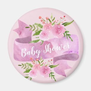 Aimant Féminin, Joli, Chic, Floral Rose Pâle Baby Shower
