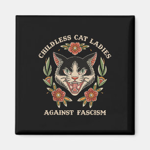 Aimant Feminist Funny Cat Lady Against Fascism 2024