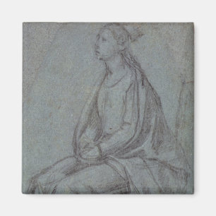 Aimant Femme assise, c.1514 (craie noire et blanche sur b