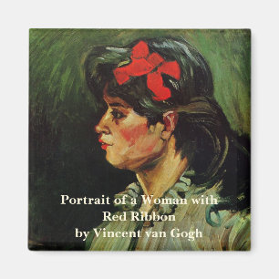 Aimant Femme au ruban rouge Portrait par Vincent van Gogh