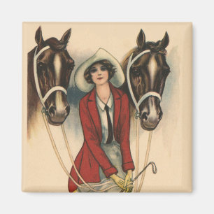 Aimant Femme avec l'aimant de deux chevaux
