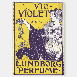 Aimant Femme Classique Art Nouveau Œuvre d'Art Fleurs Vio
